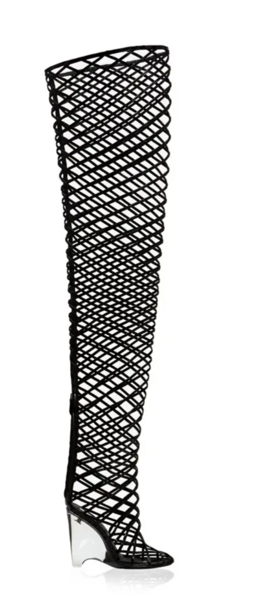 Alaia Clear wedge Over the Knee Boots