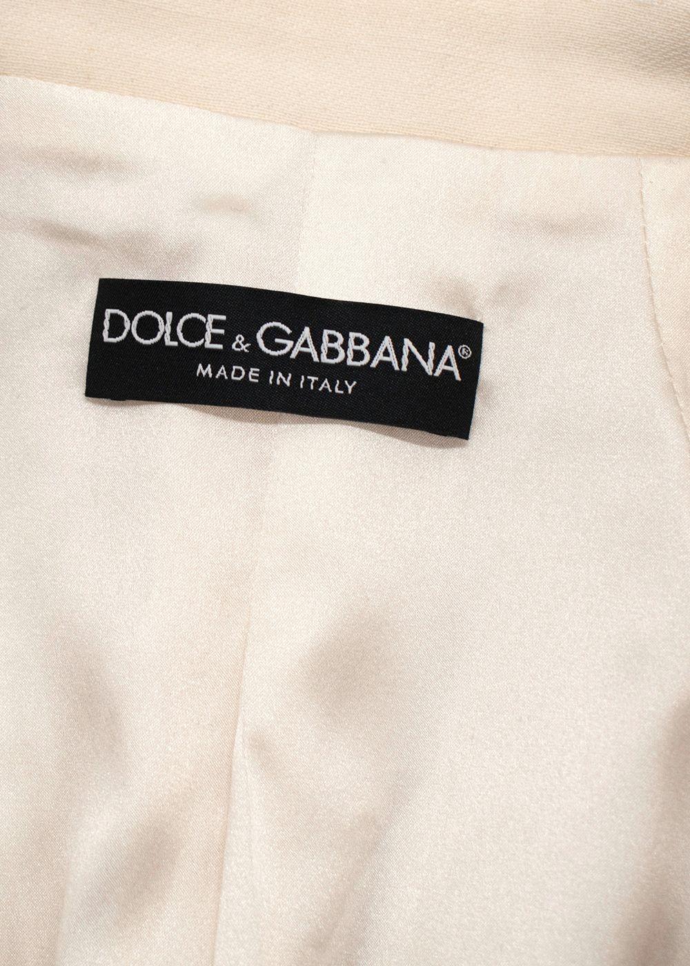 Dolce & Gabbana Cream Double Breasted Longline  Wool Coat