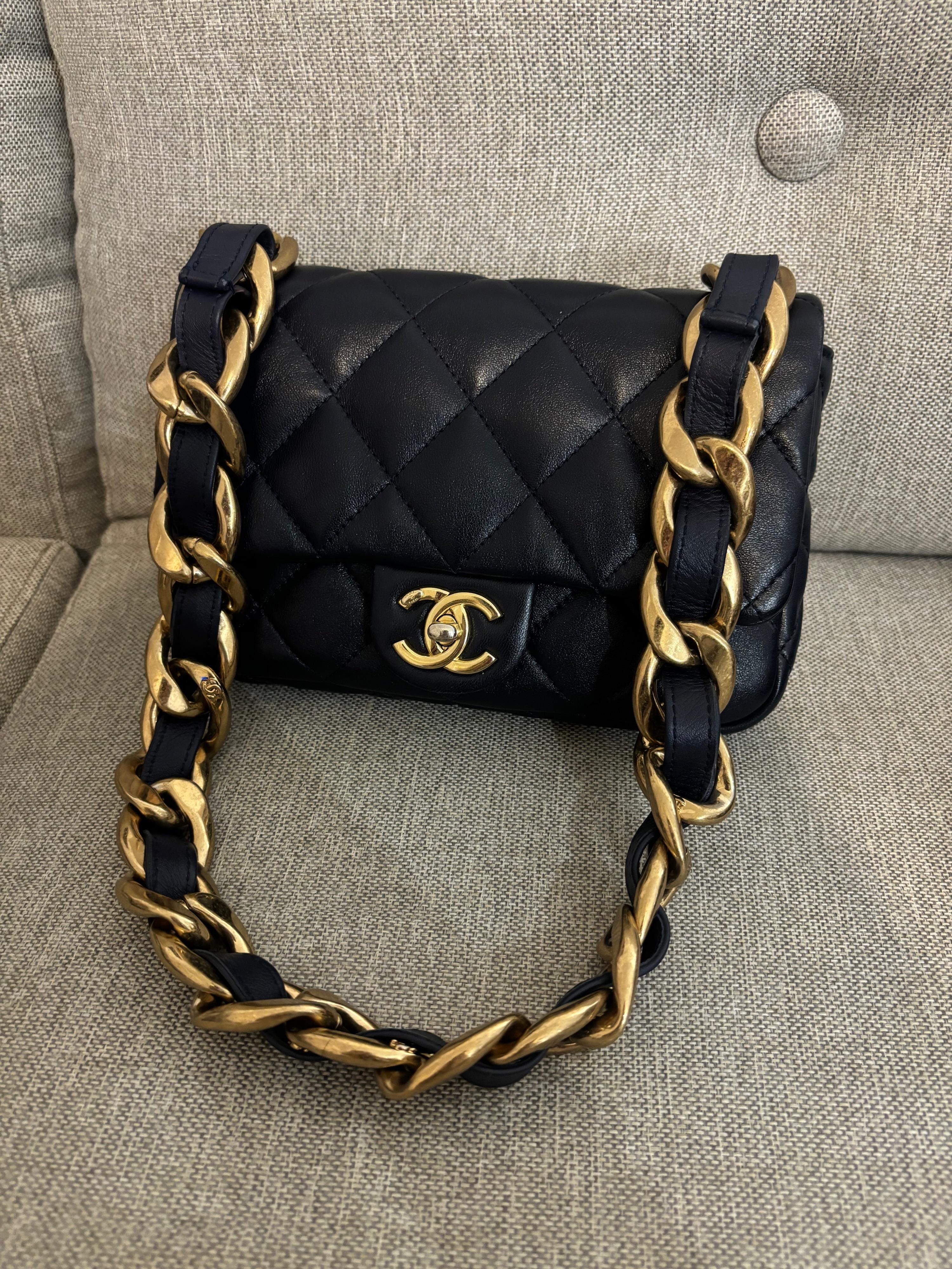 Chanel Navy Blue Funky Town Lambskin Shoulder Bag