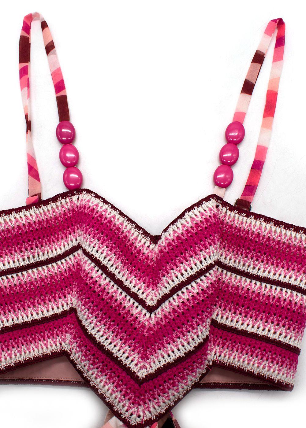 PatBO Pink Flamant Twist Crochet Maxi Dress