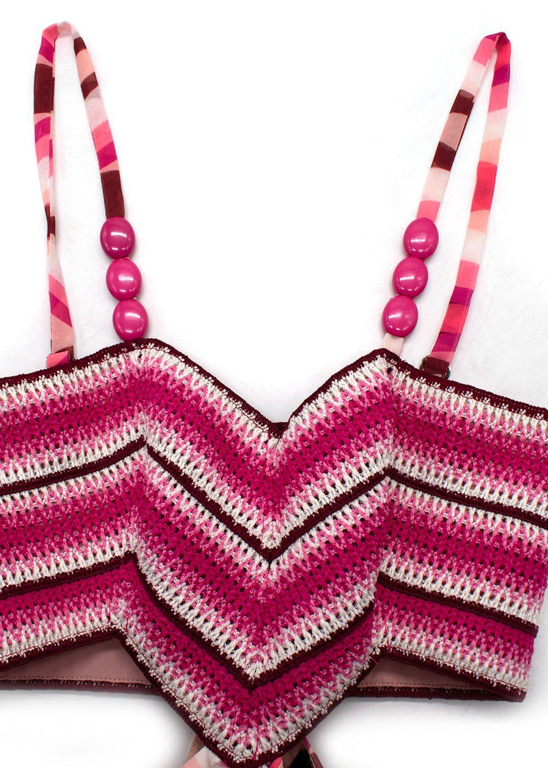 PatBO Pink Flamant Twist Crochet Maxi Dress