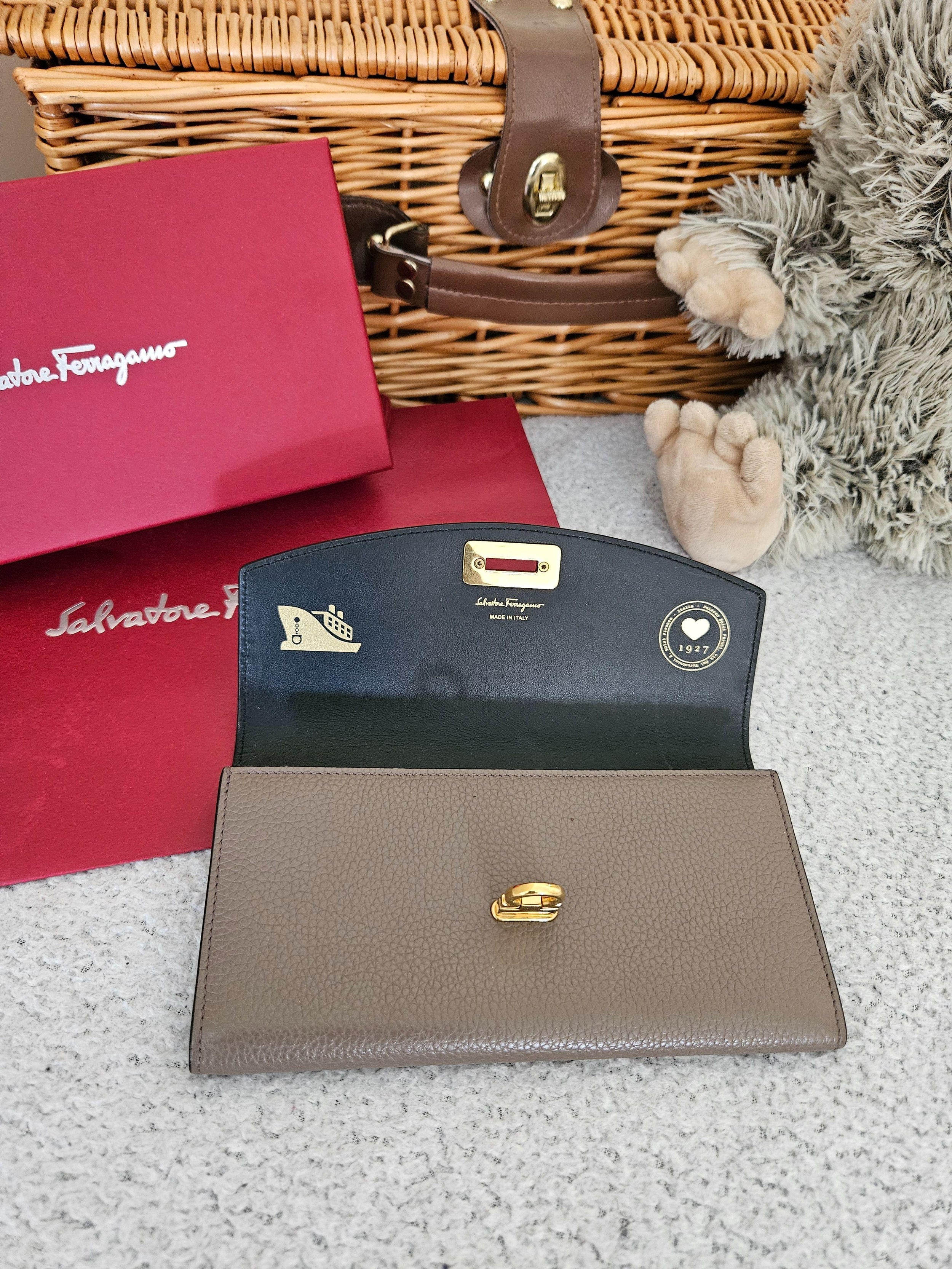 Salvatore Ferragamo Dark Beige Long Wallet