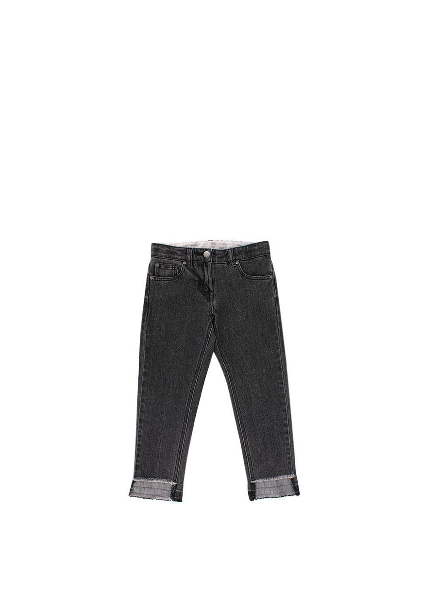 Dark Grey Distressed Hem Jeans