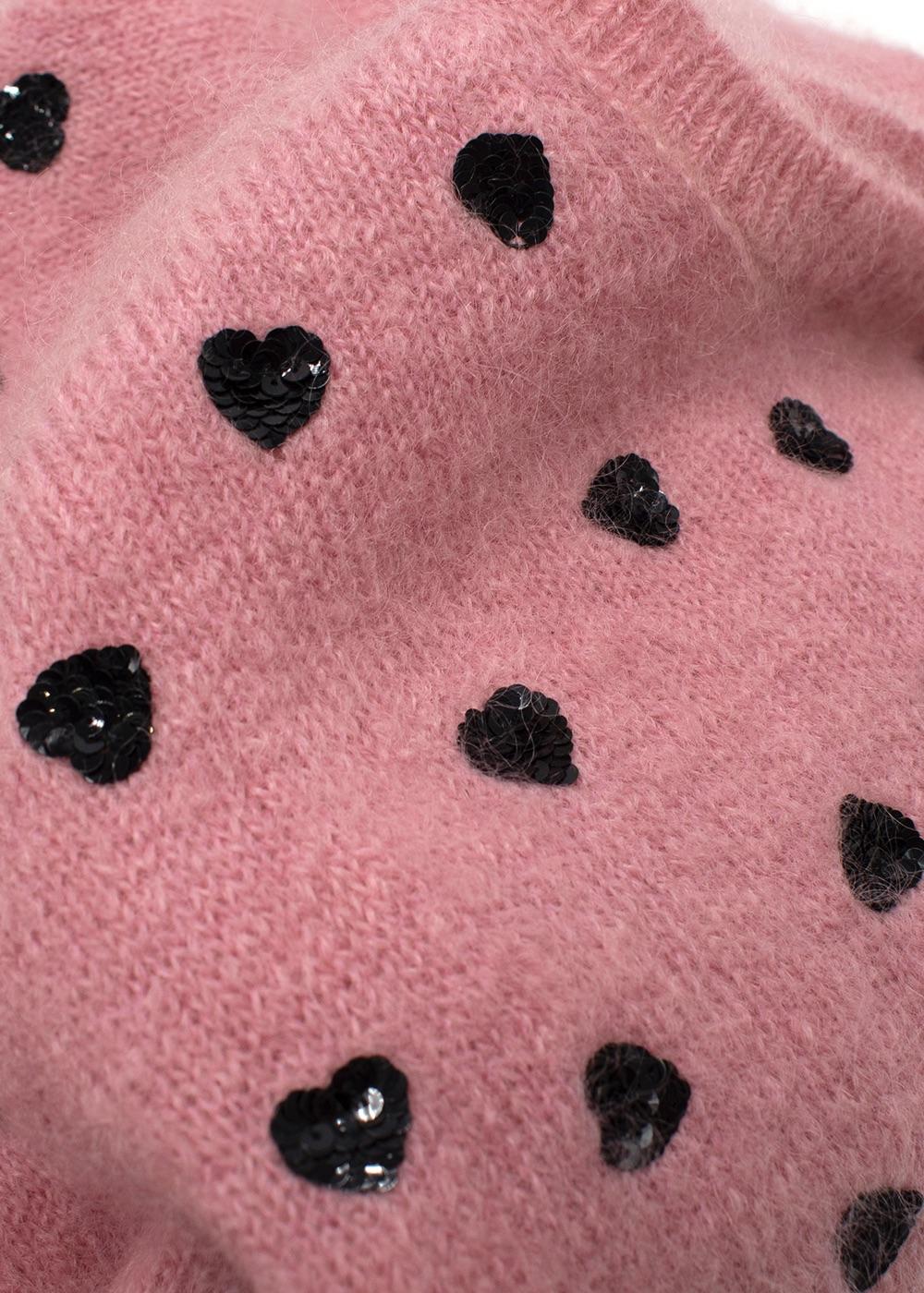 Valentino Pink Sequin Embellished Mohair Blend Jumper