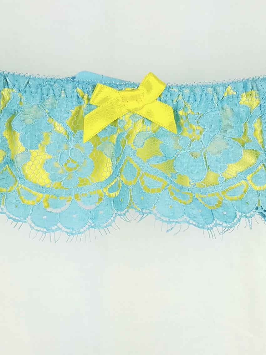 Agent Provocateur Selena Blue/Yellow Suspender Belt