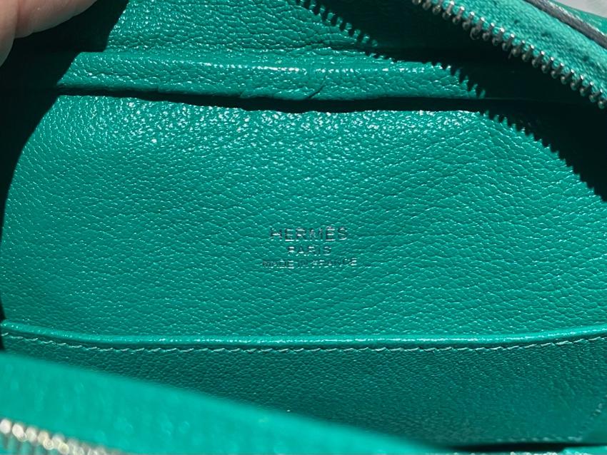 Hermes Mysore Goatskin Green Mini Plume II PHW