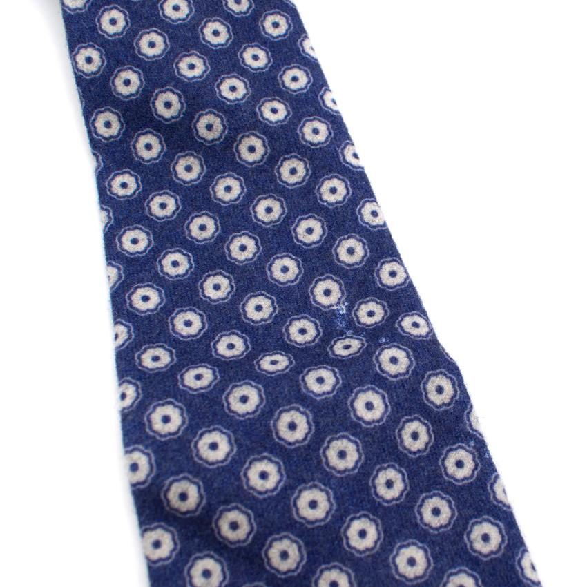 Ulturale Napoli Blue Floral Print Wool Tie