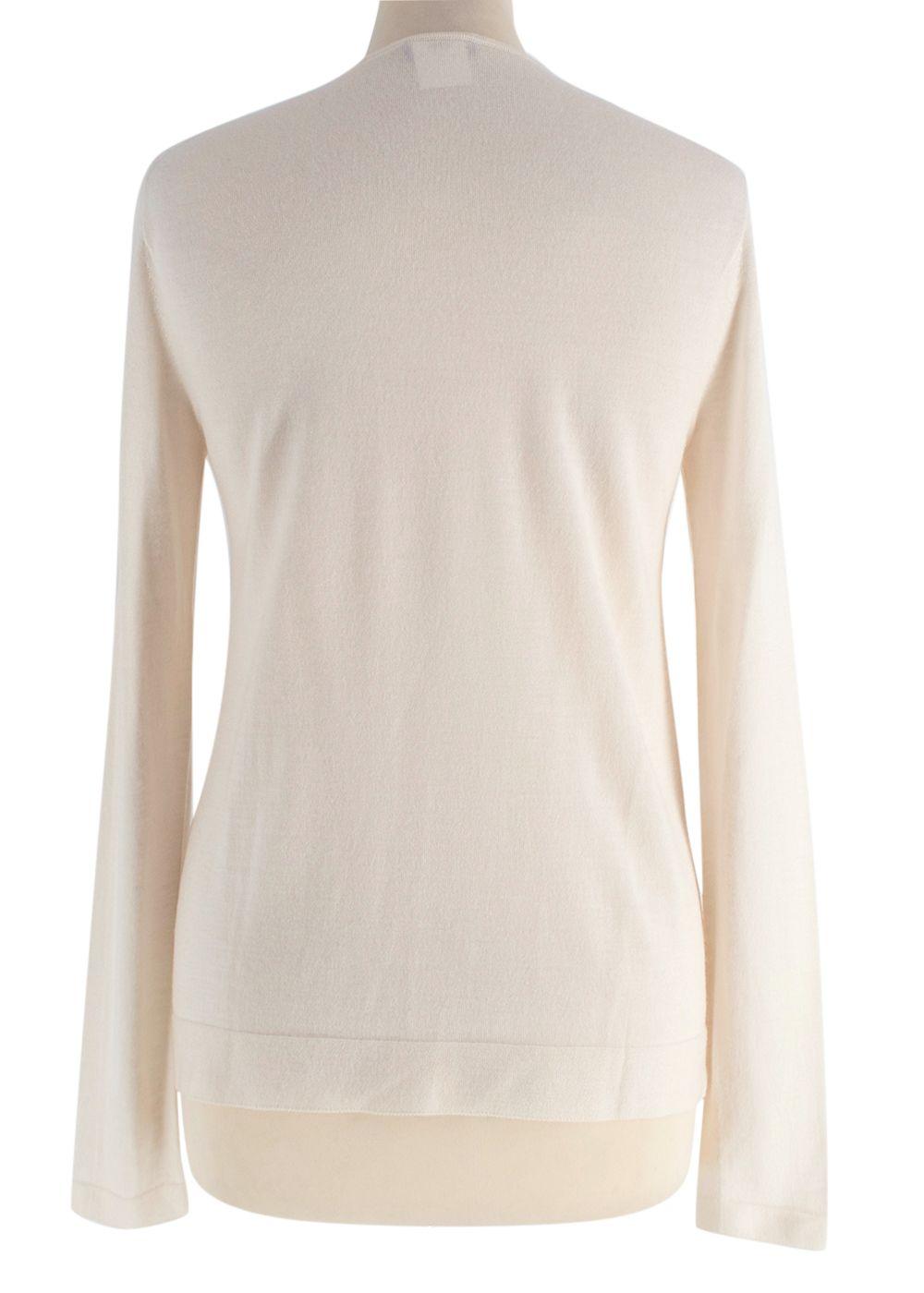Akris Cream Cashmere Blend Fine Knit Sweater