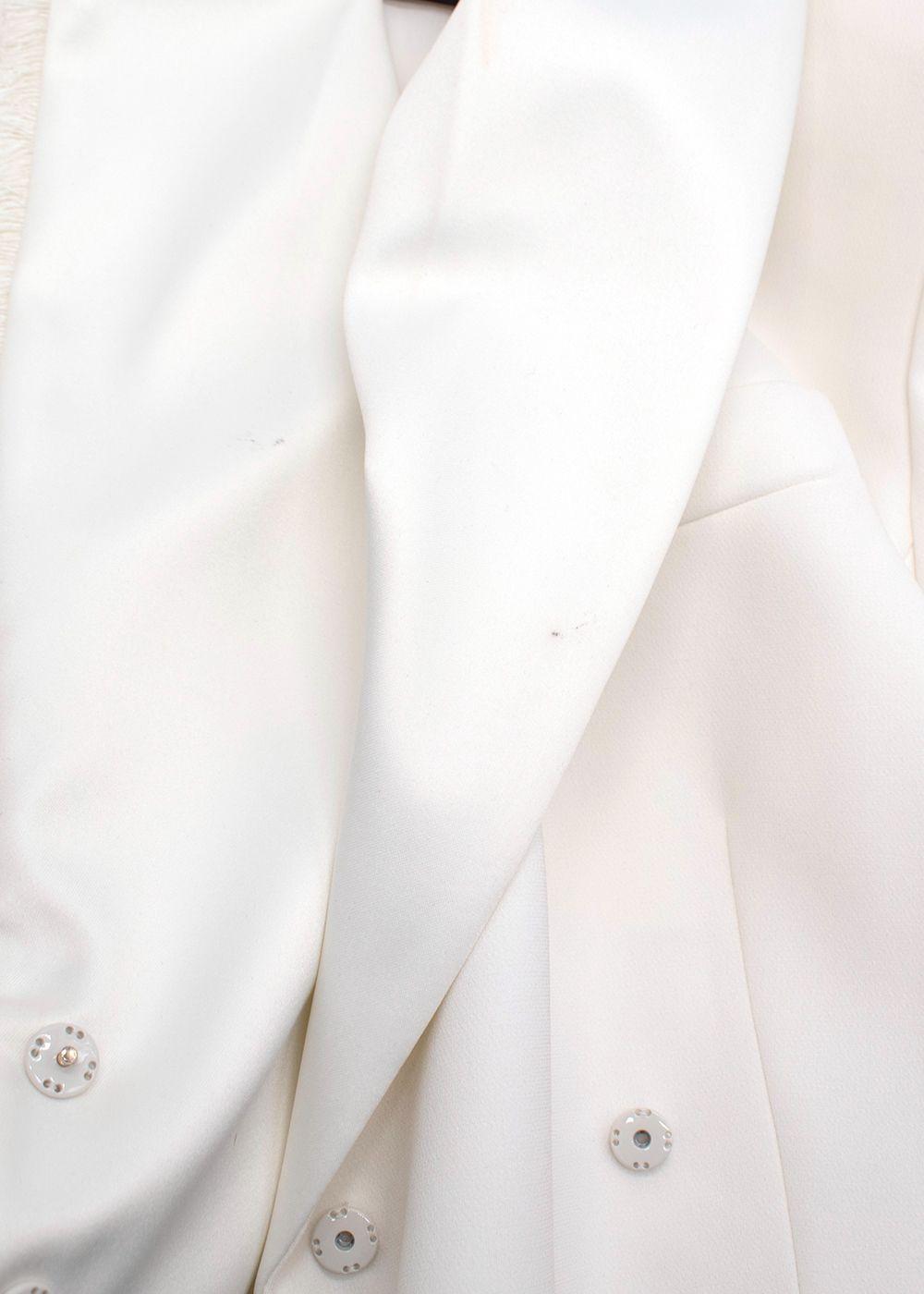 MaxMara White Blazer Dress With Fringe Trim Detail