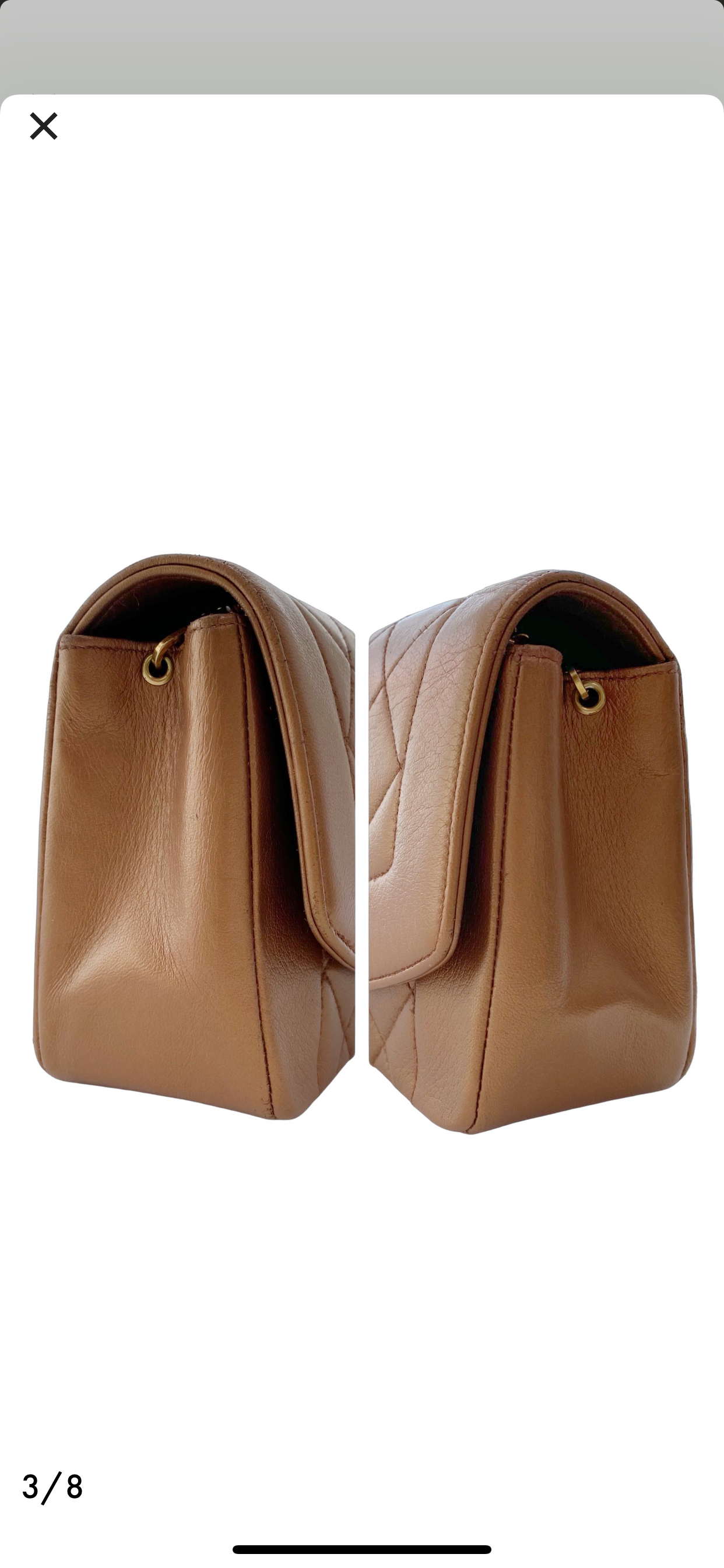 vintage beige leather small Diana flap bag