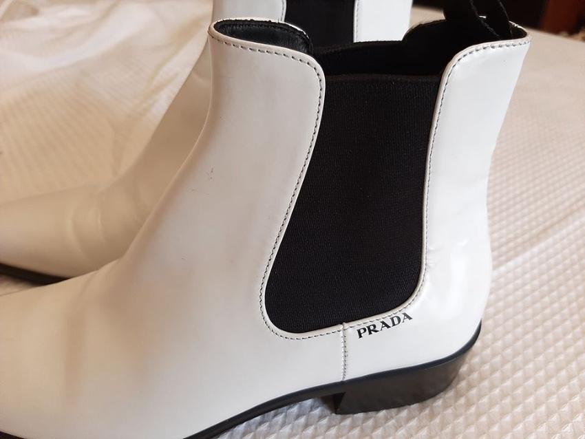 Prada White Leather 30 Ankle Boots