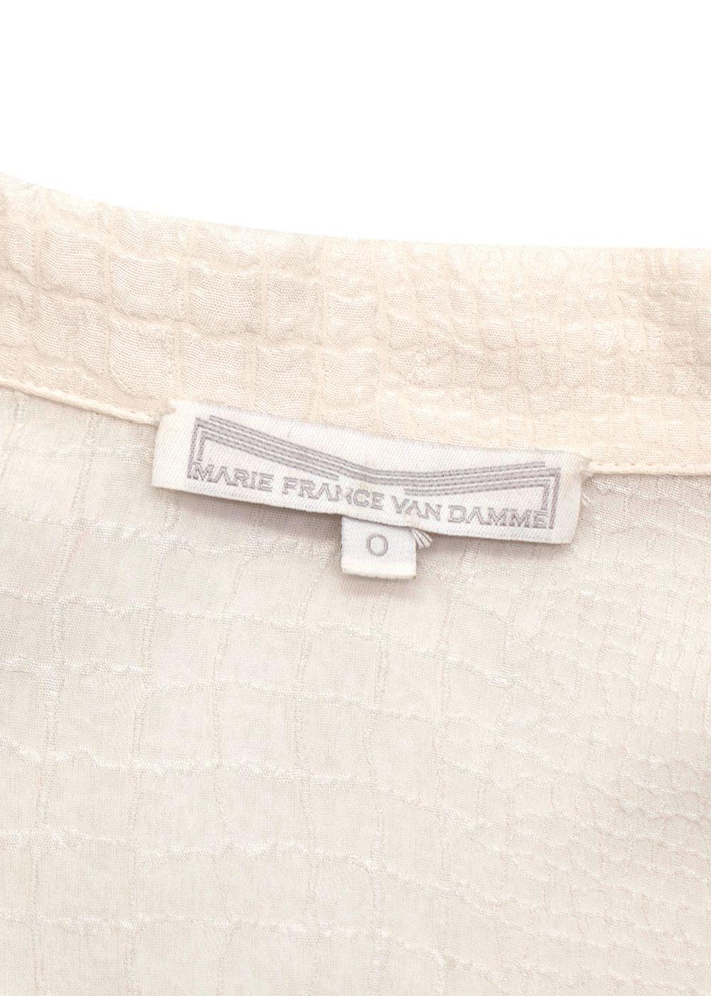 Marie France Van Damme Jacquard  Cream Silk Shirt Dress