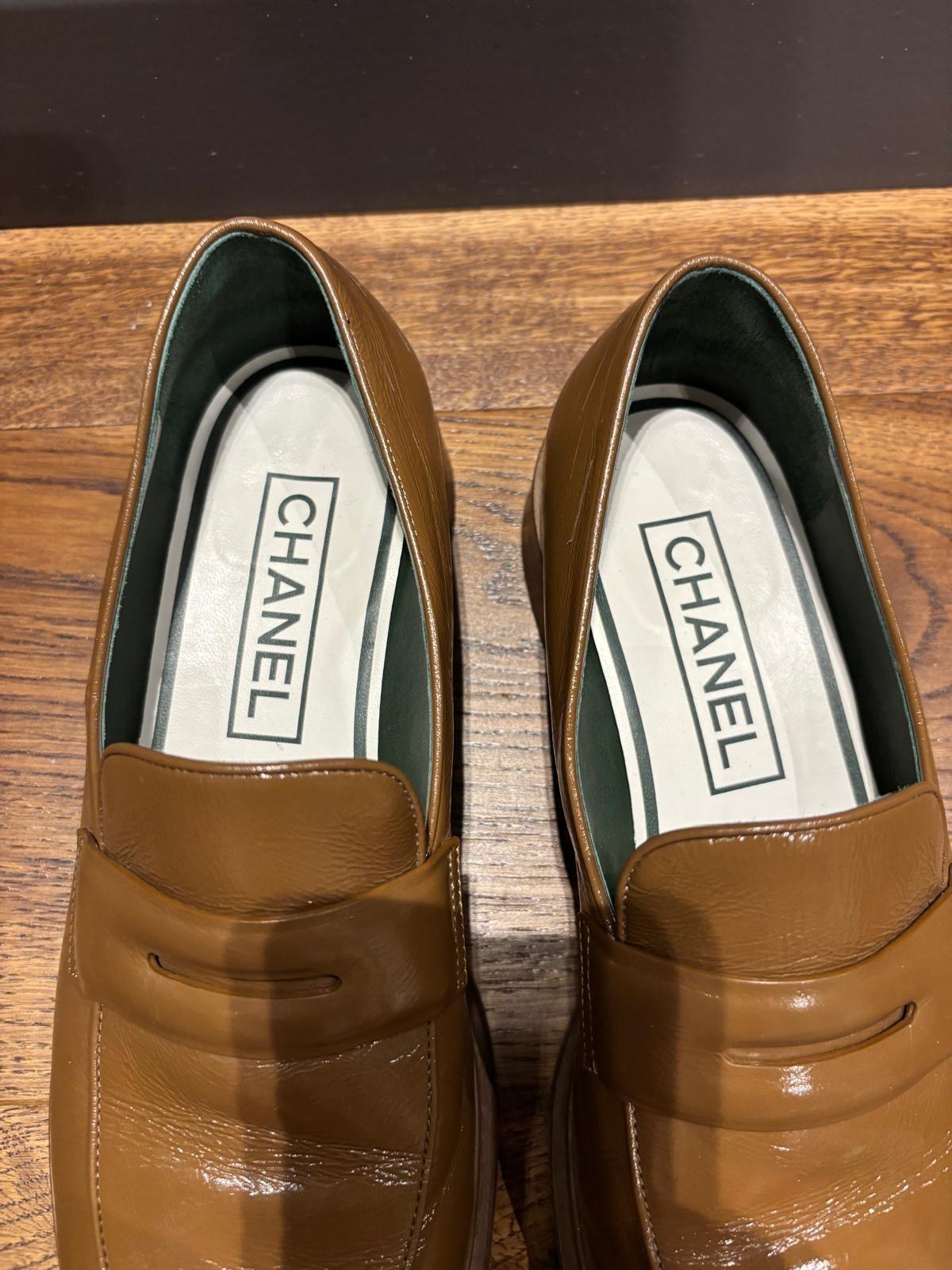Chanel Brown Patent Loafers