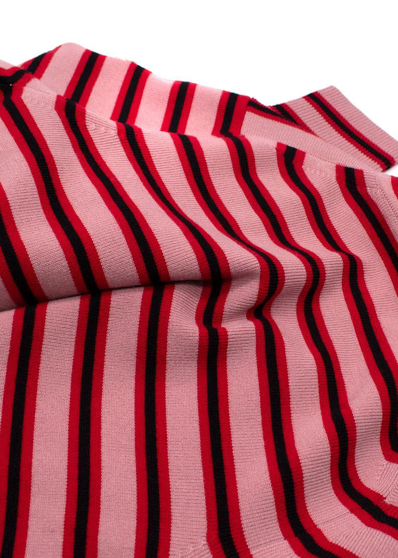 Moncler Pink Striped High Neck Wool Jumper