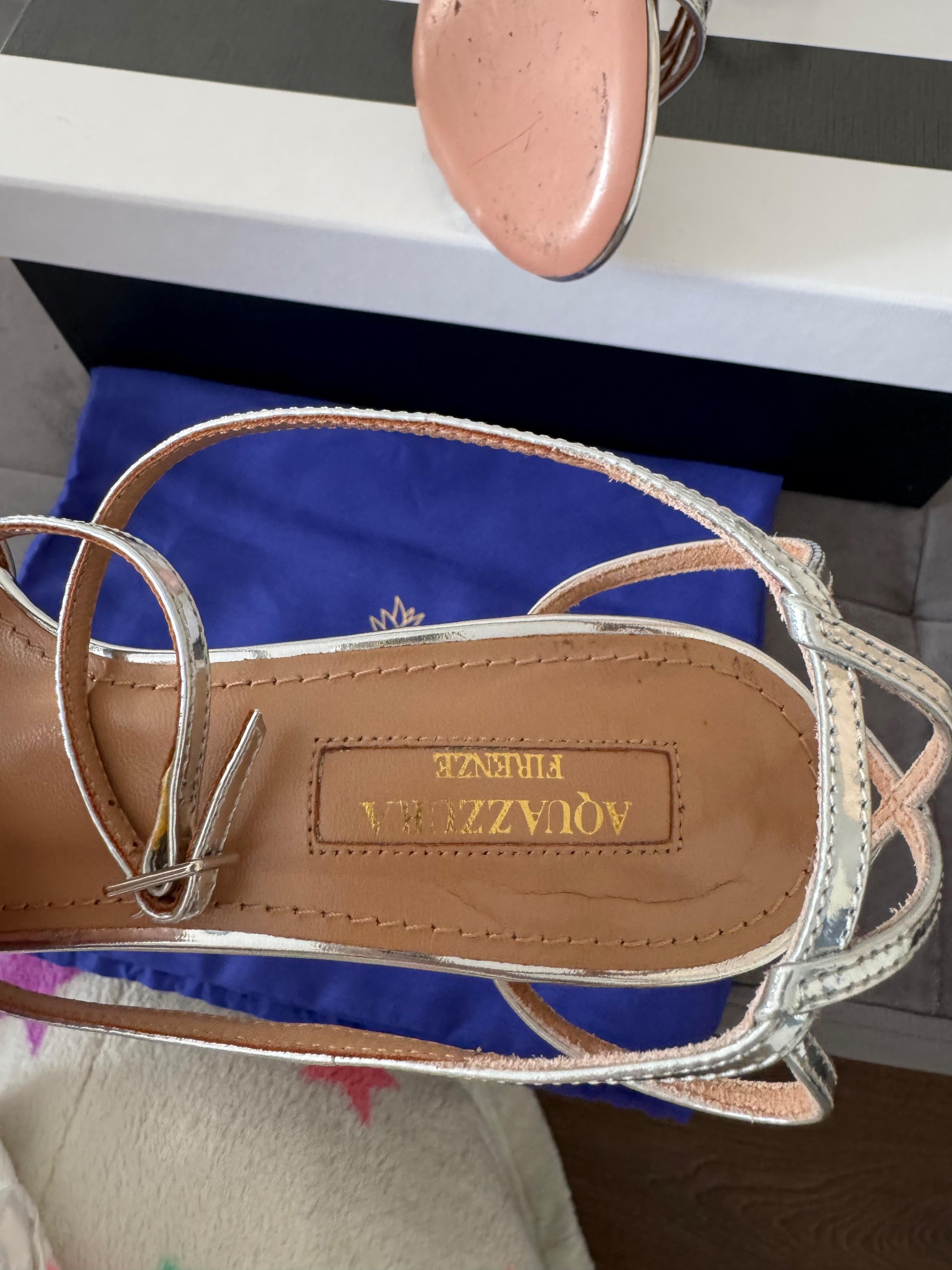Aquazurra Silver Very First Kiss Sandals