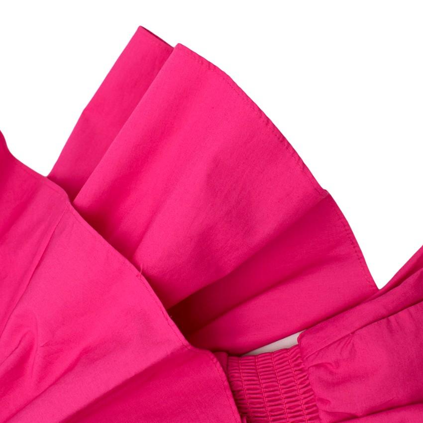Self Portrait Fuchsia Embroidered Ruffle Off Shoulder Top