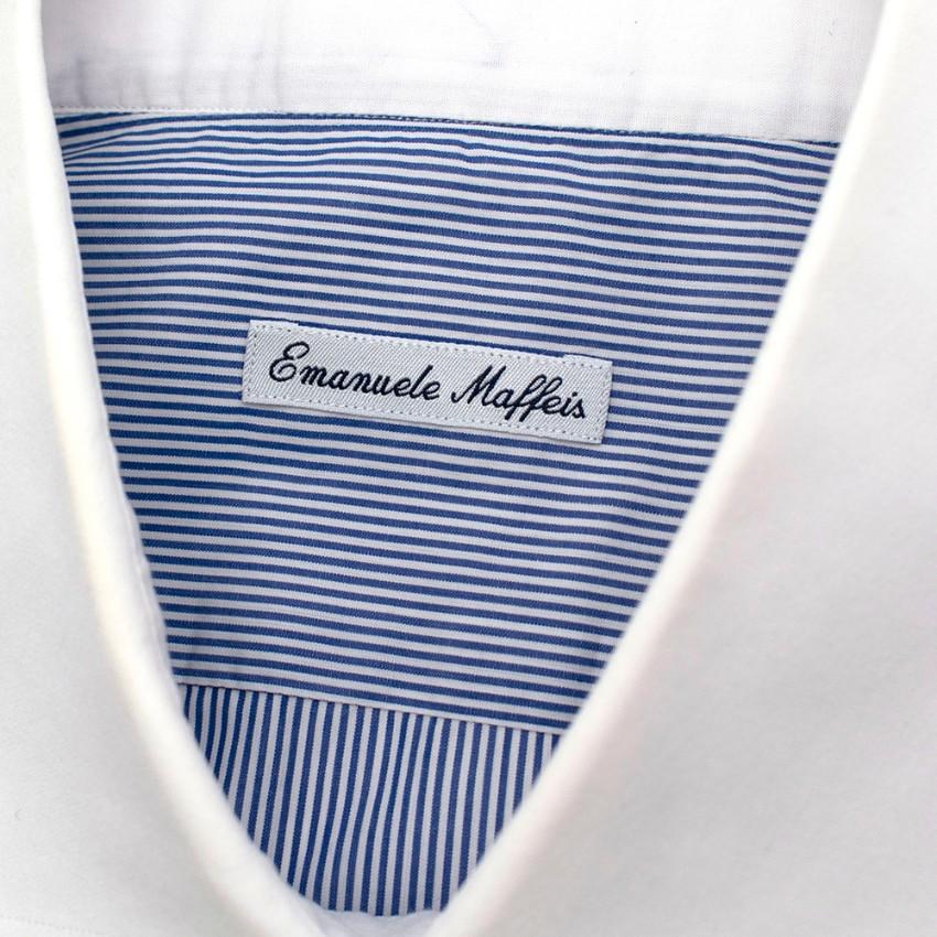 Emanuele Maffeis Blue & White Striped Cotton Tailored Shirt