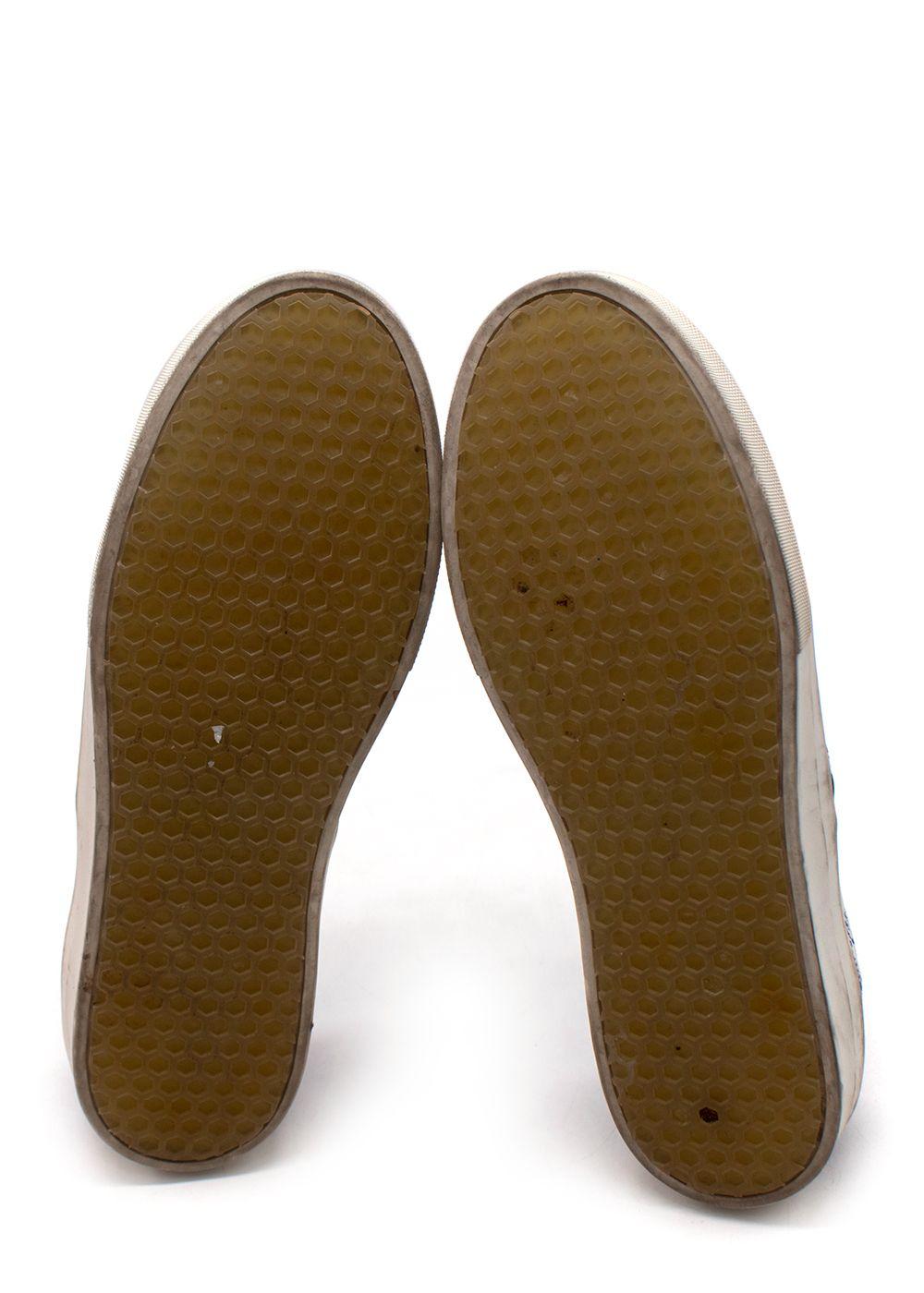 Celine Royal Blue and White Plaid Slip On Trainers