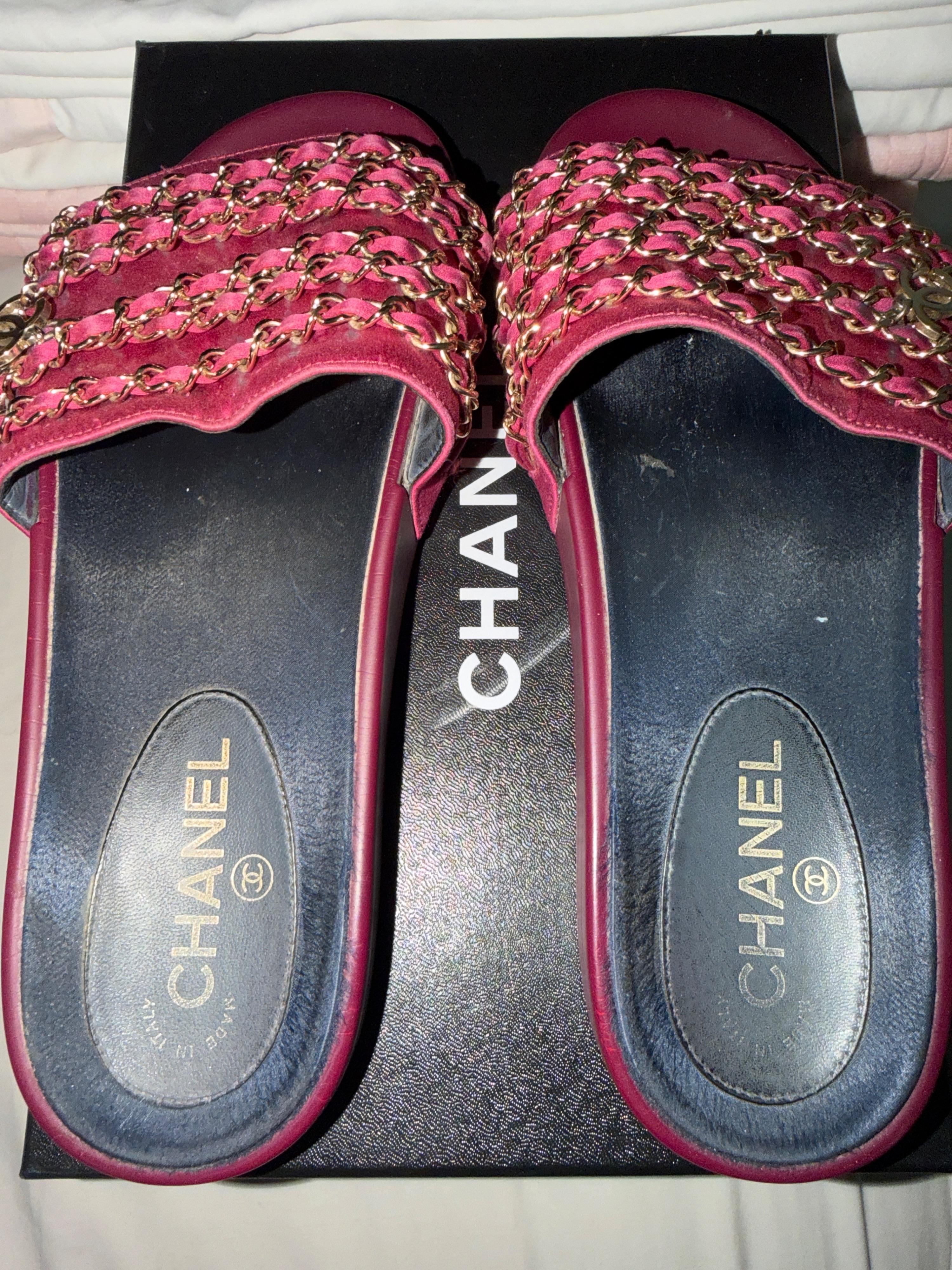 Chanel Chain Embellished Slides