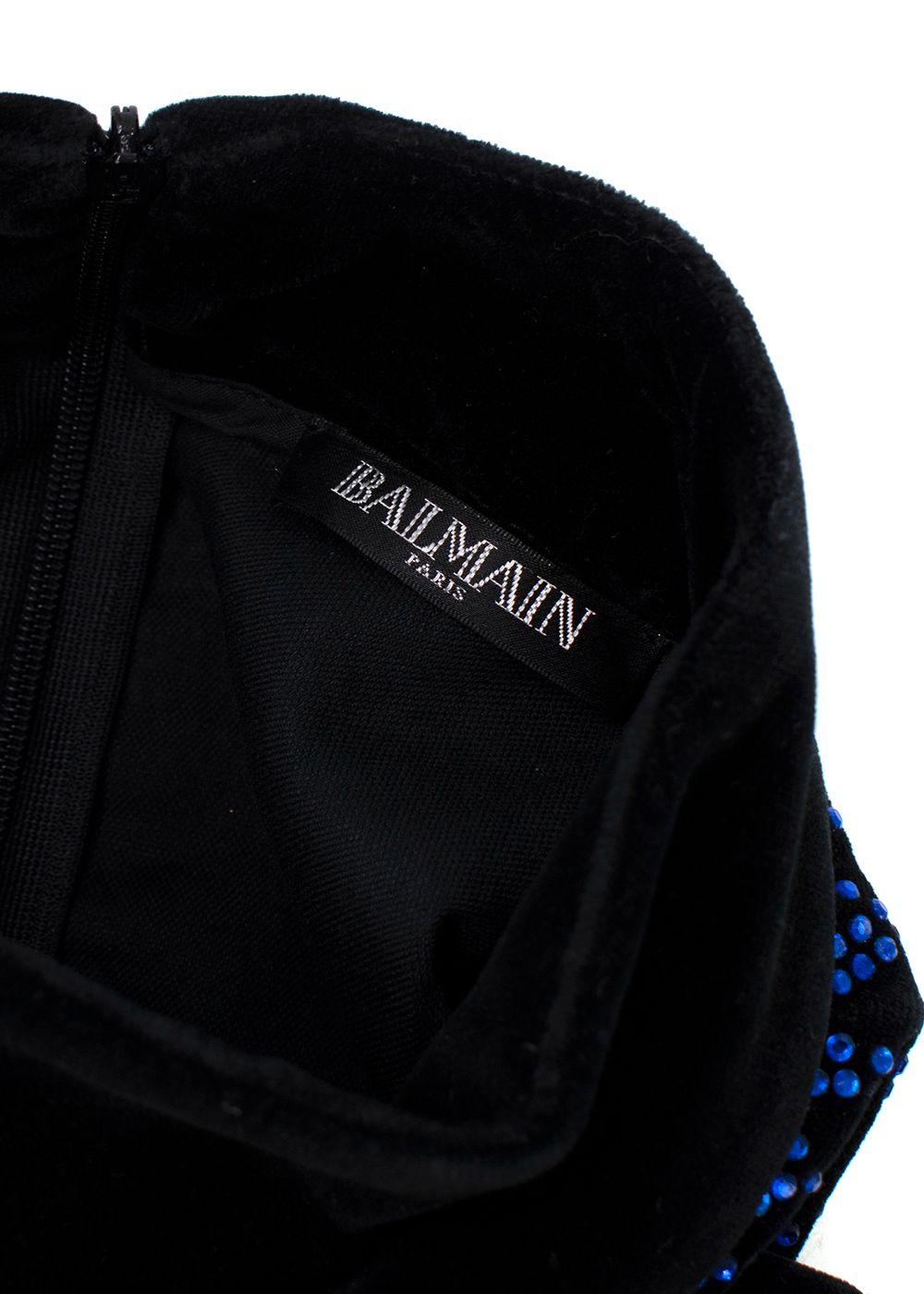 Balmain Cutout crystal-embellished velvet mini dress