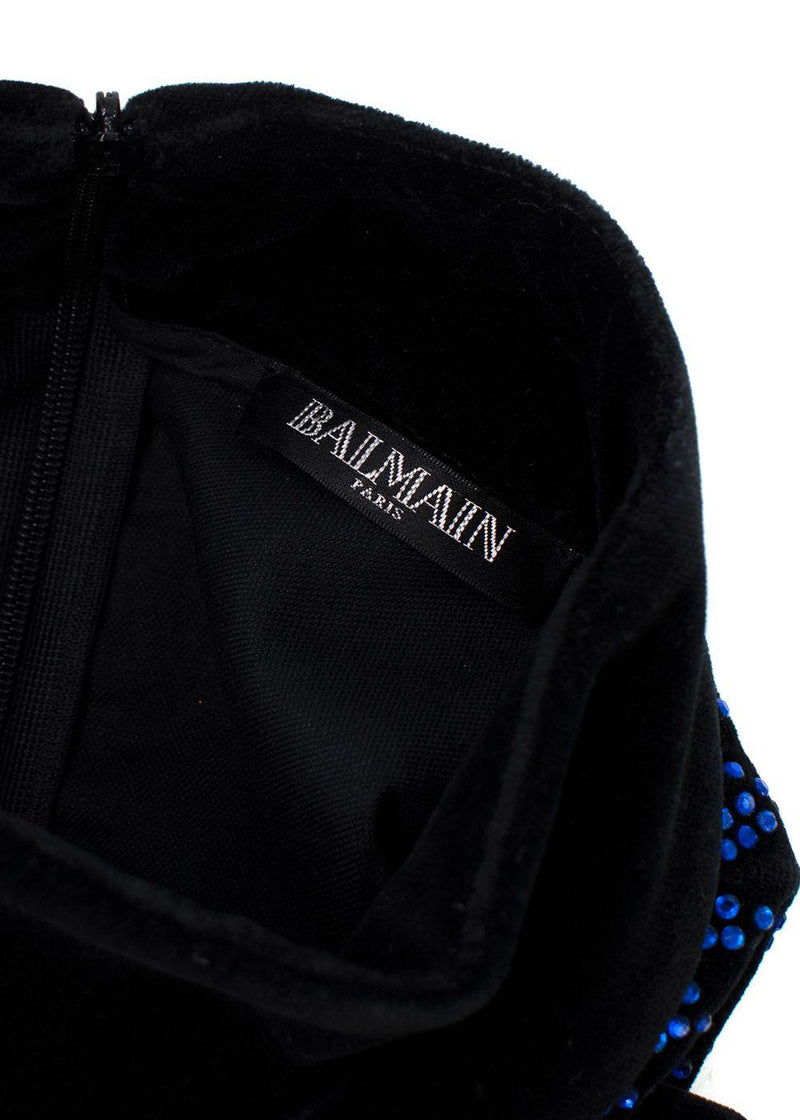 Balmain Cutout crystal-embellished velvet mini dress