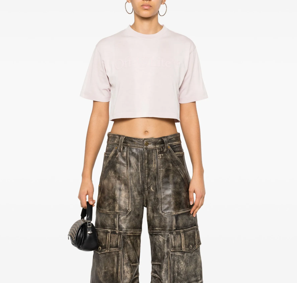 Off-White Rubberised-Logo Cropped T-shirt