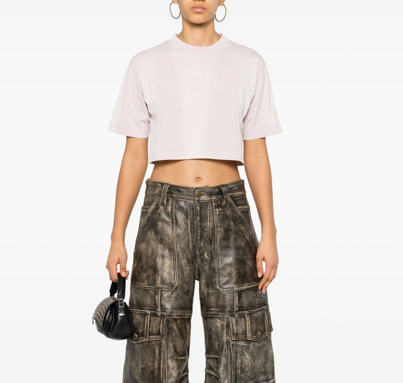 Off-White Rubberised-Logo Cropped T-shirt