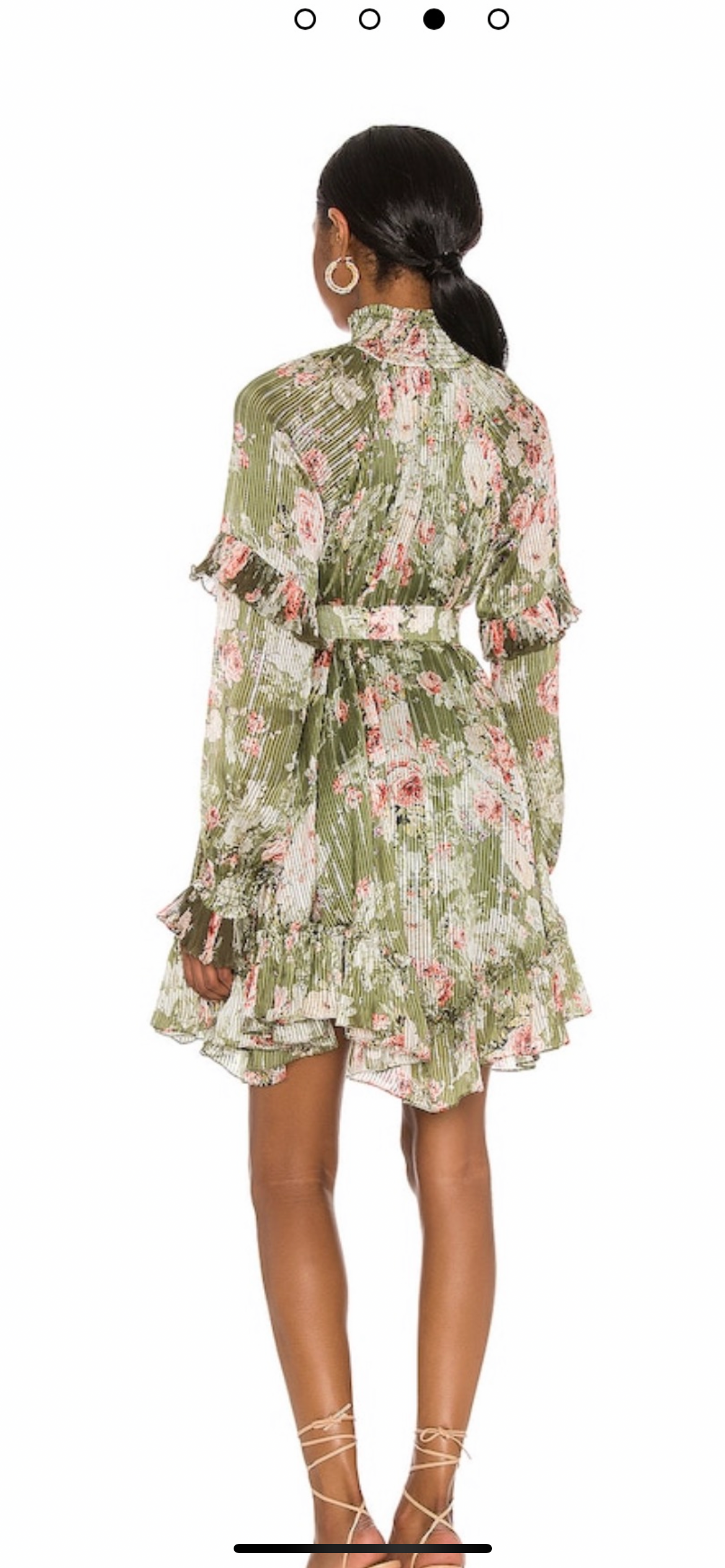 Green Plisse Floral Printed Dress