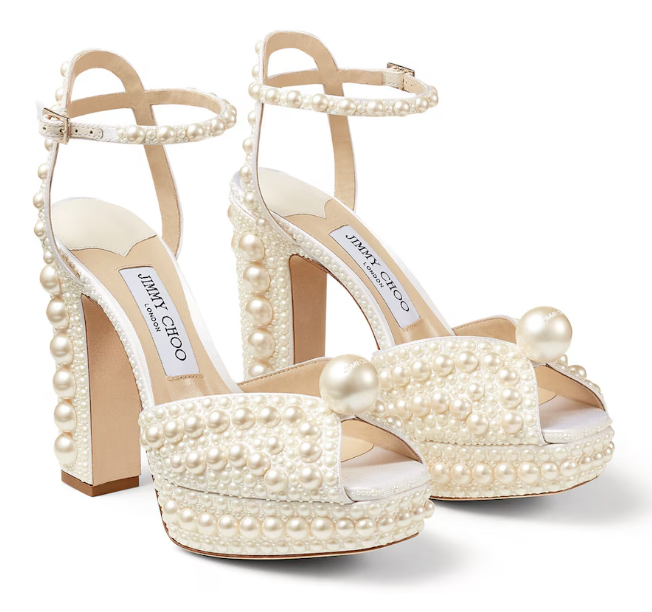 Sacaria 120 Pearl Embellished Satin Platform Sandals
