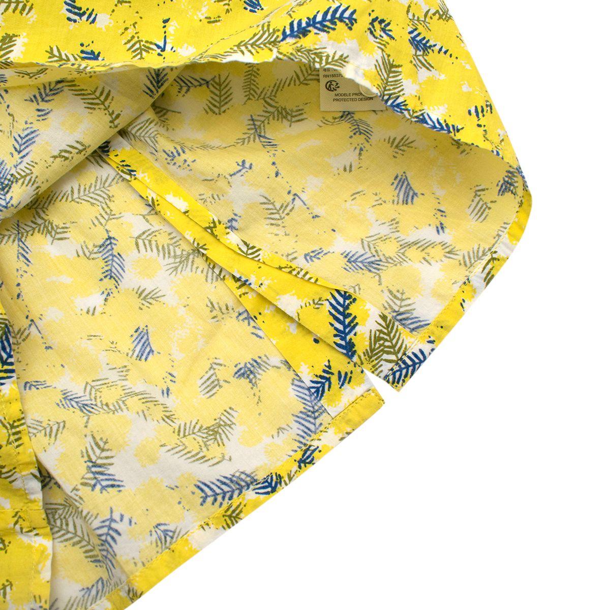 Yellow Mimosa Print Cotton Blouse