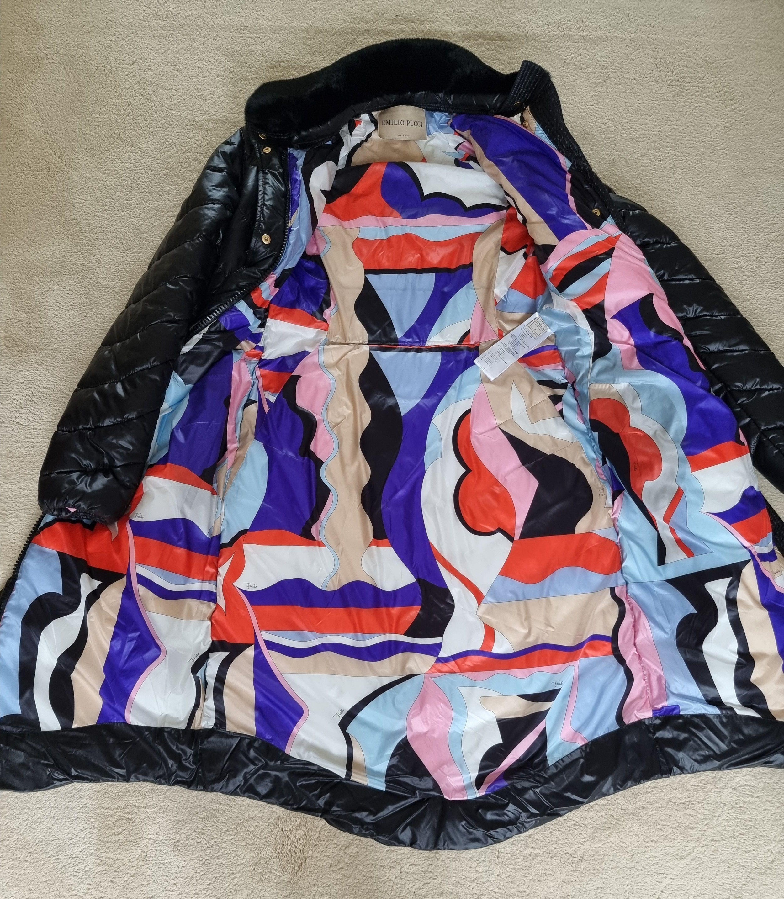black nylon & faux-fur padded jacket
