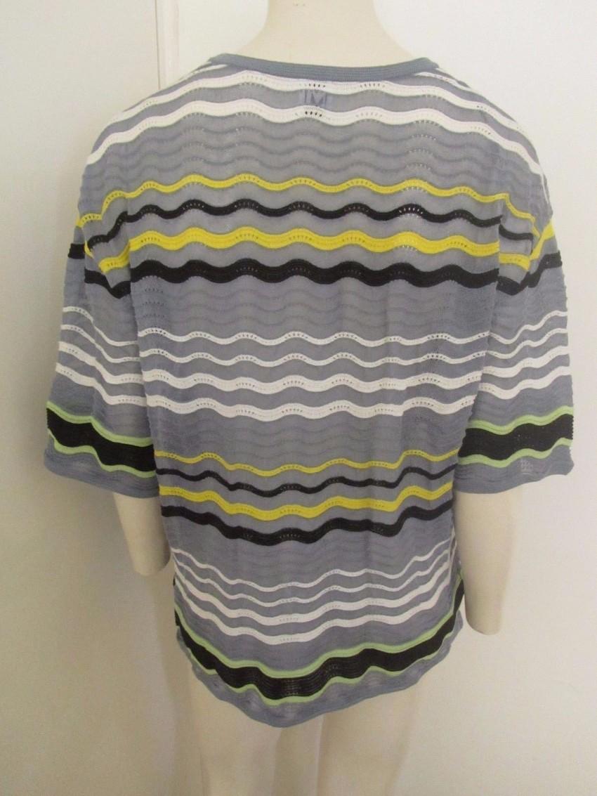M Missoni Textured Crochet Knit Wave Stripe Top