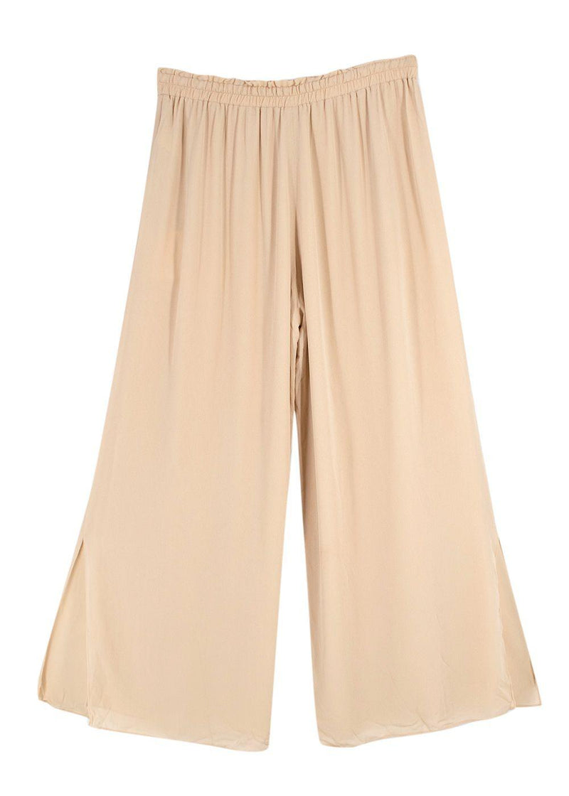 Icicle Beige Silk Blazer and Wide Leg Trouser Suit