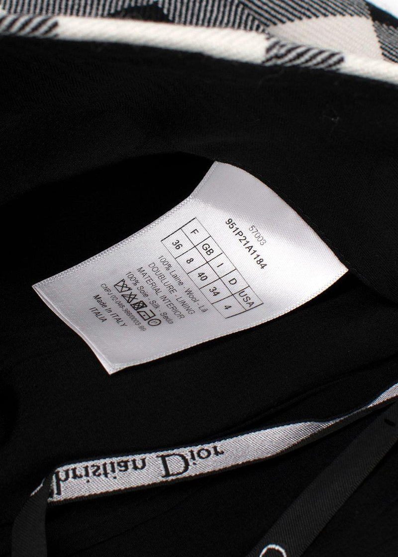 Dior Black and White Gingham High Waisted Wool Shorts