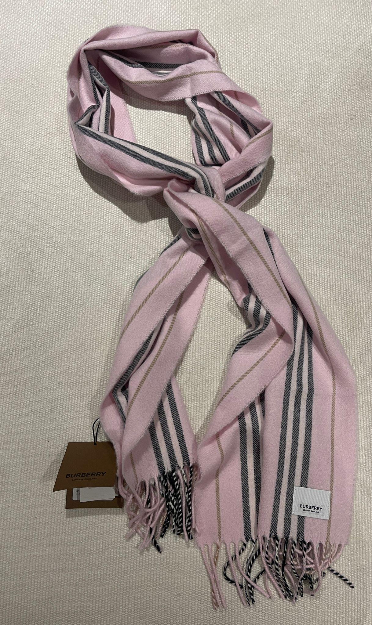 Pink Striped Cashmere & Wool Scarf