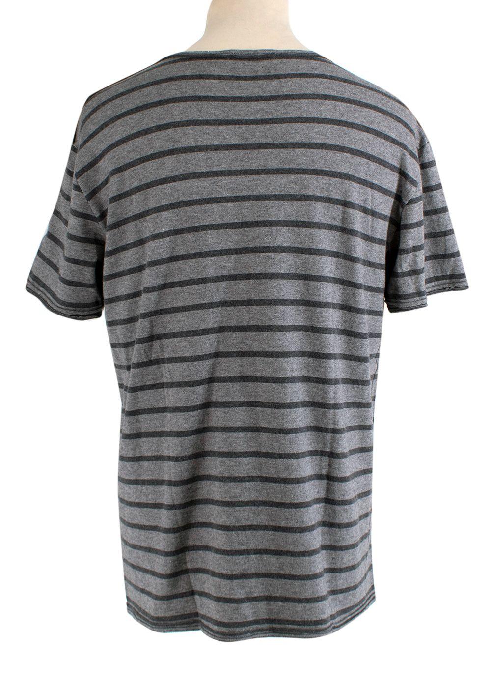 Grey Striped Cotton Jersey T-Shirt