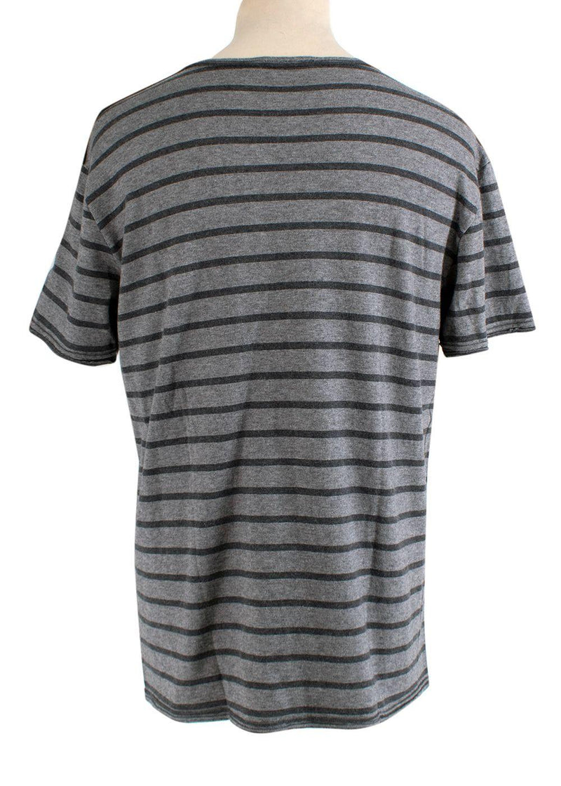 Grey Striped Cotton Jersey T-Shirt
