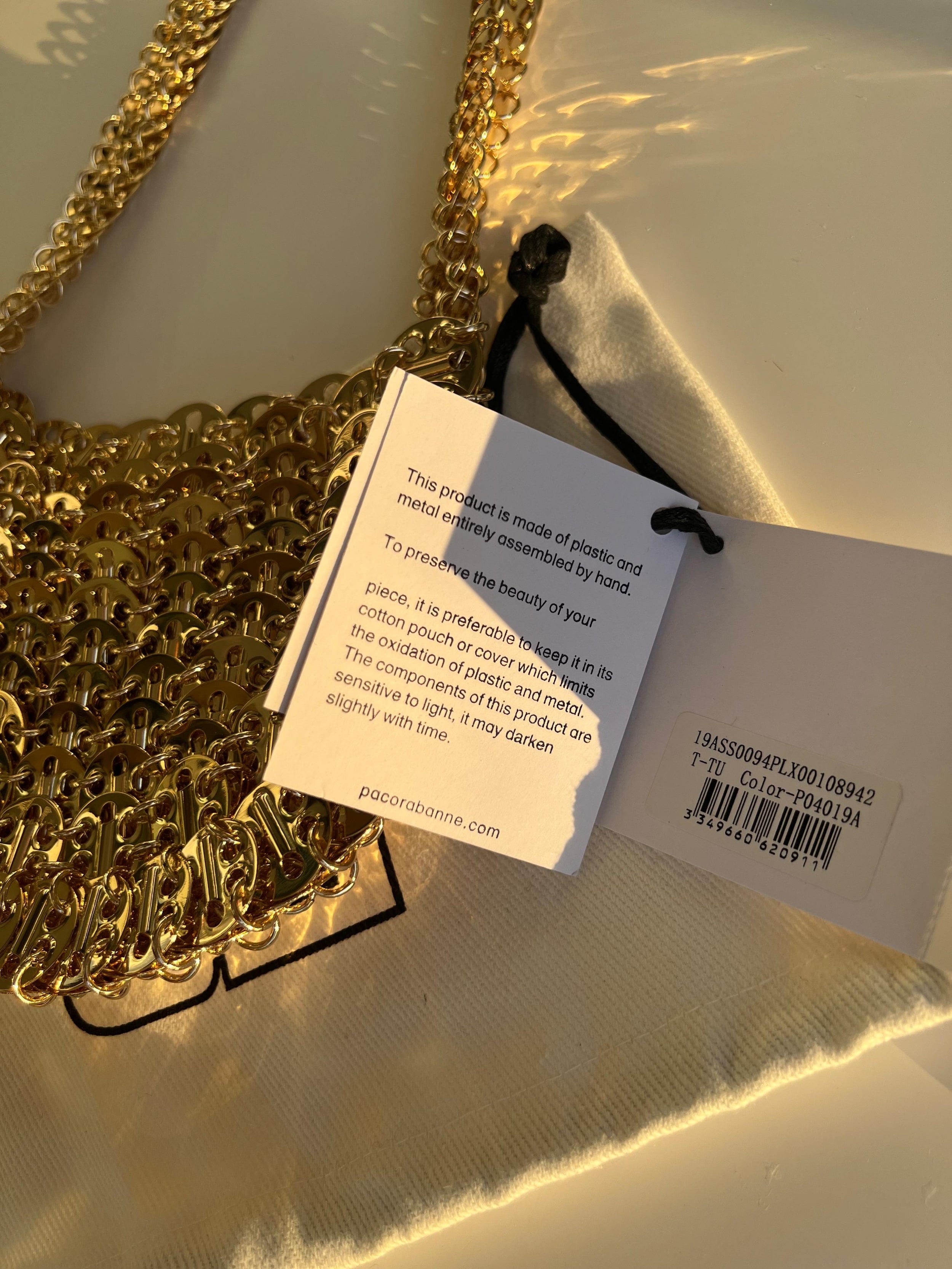 Paco Rabanne Gold Metal Chain Evening Bag