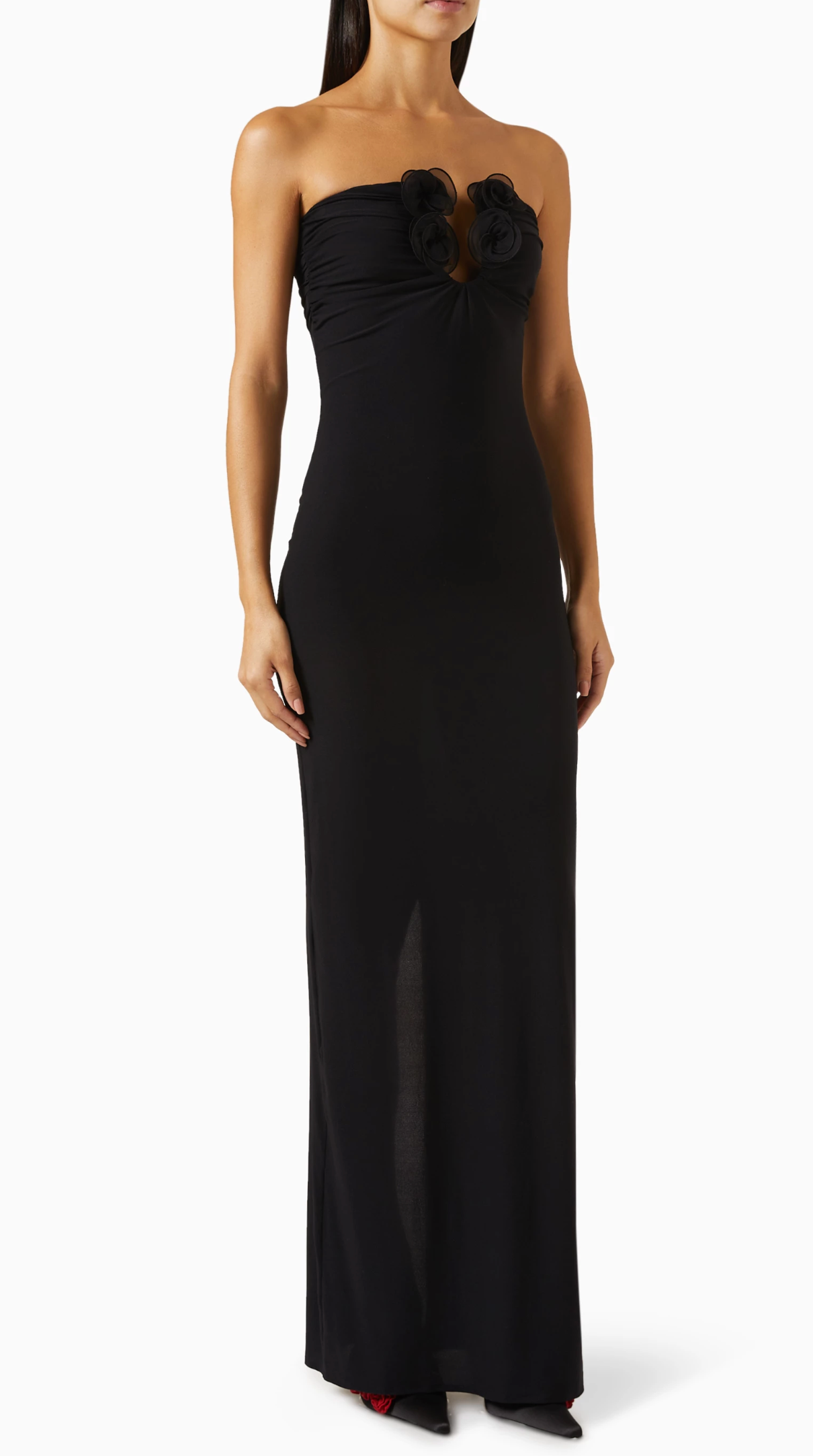 Magda Butrym Strapless Floral Appliqué Maxi Dress