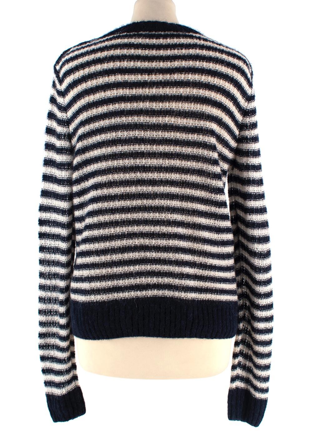 Dior Black Striped Alpaca Blend Jumper with Gold Button Detail