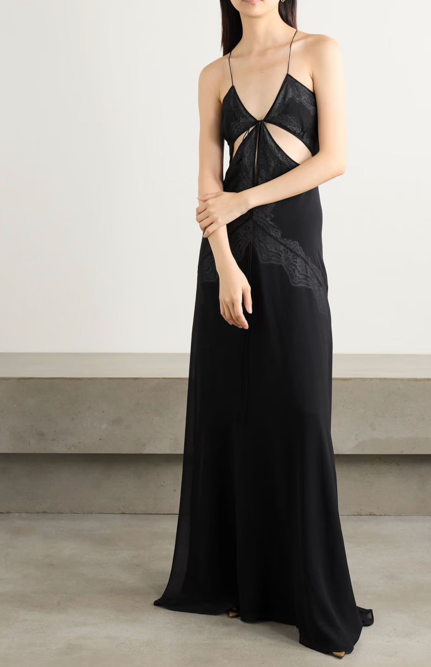 Christoper Esber Cutout Lace-Trimmed Silk-Georgette Gown