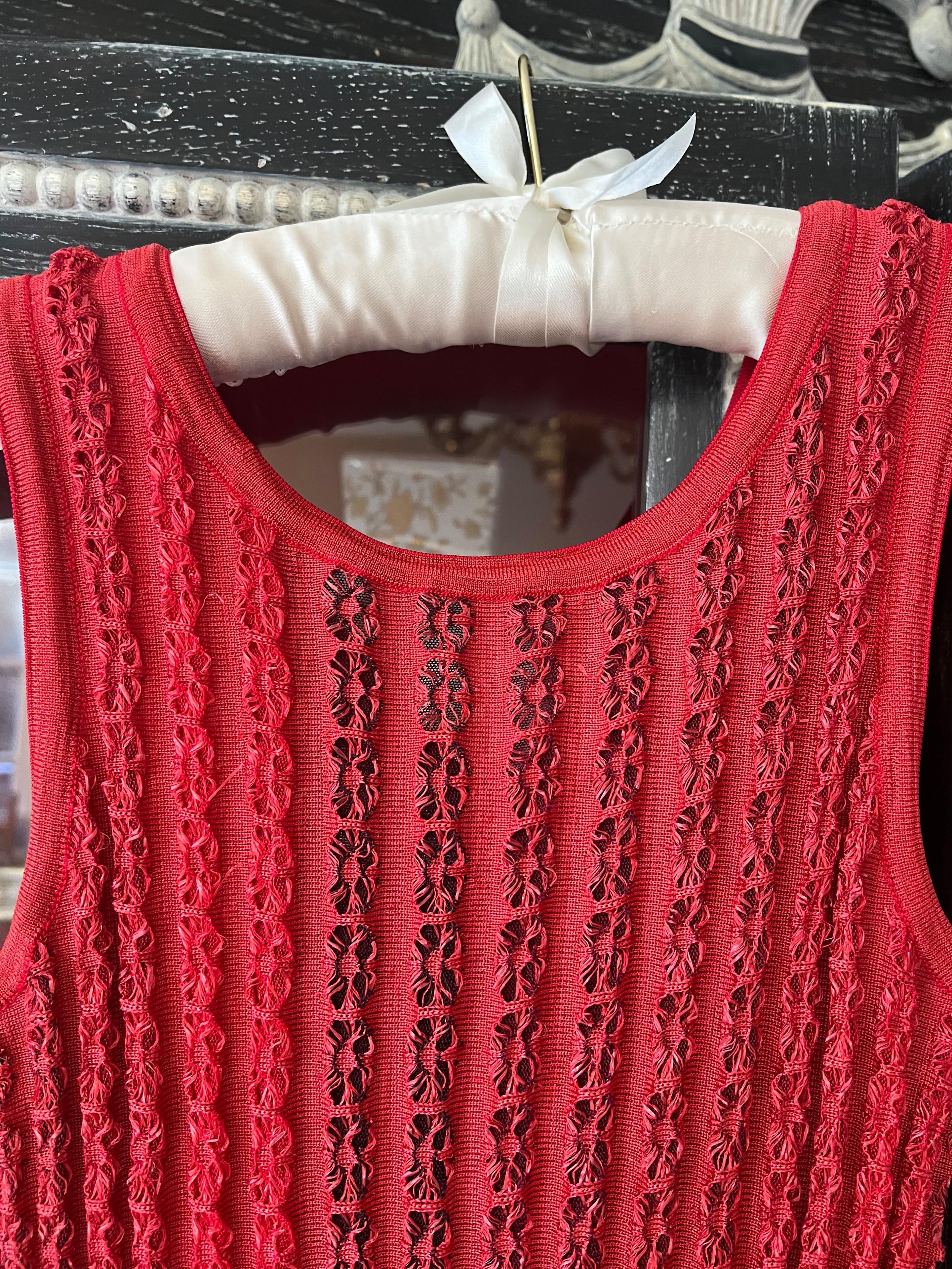 Red Knitted Skater Dress