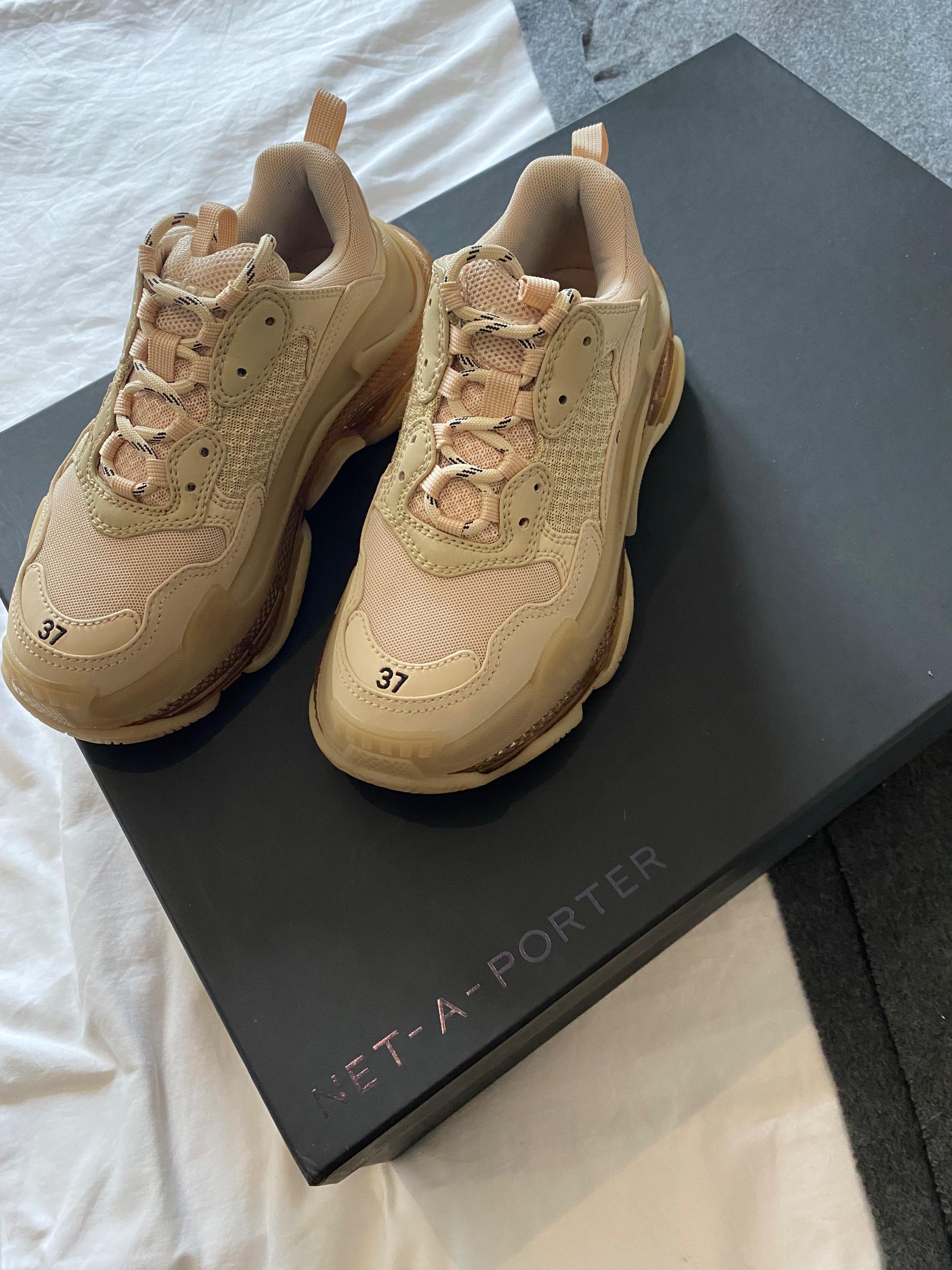 Balenciaga beige leather & mesh Triple S Clear Sole trainers
