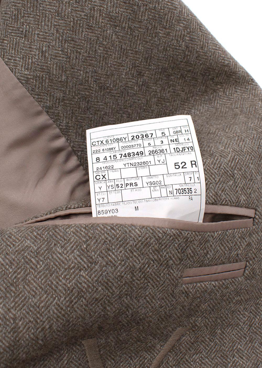 Vintage Stone Herringbone Tweed Single Breasted Blazer