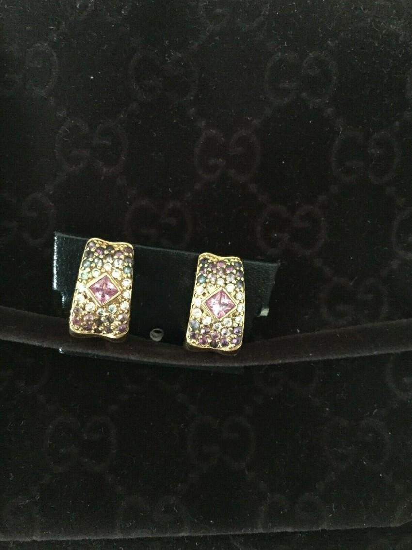 Links of London Pink Sapphire & Diamond Yellow Gold Earrings