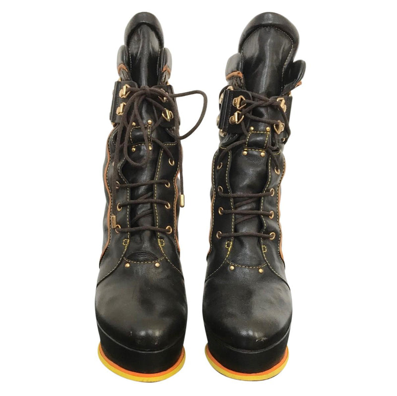 Vicini brown leather lace-up boots