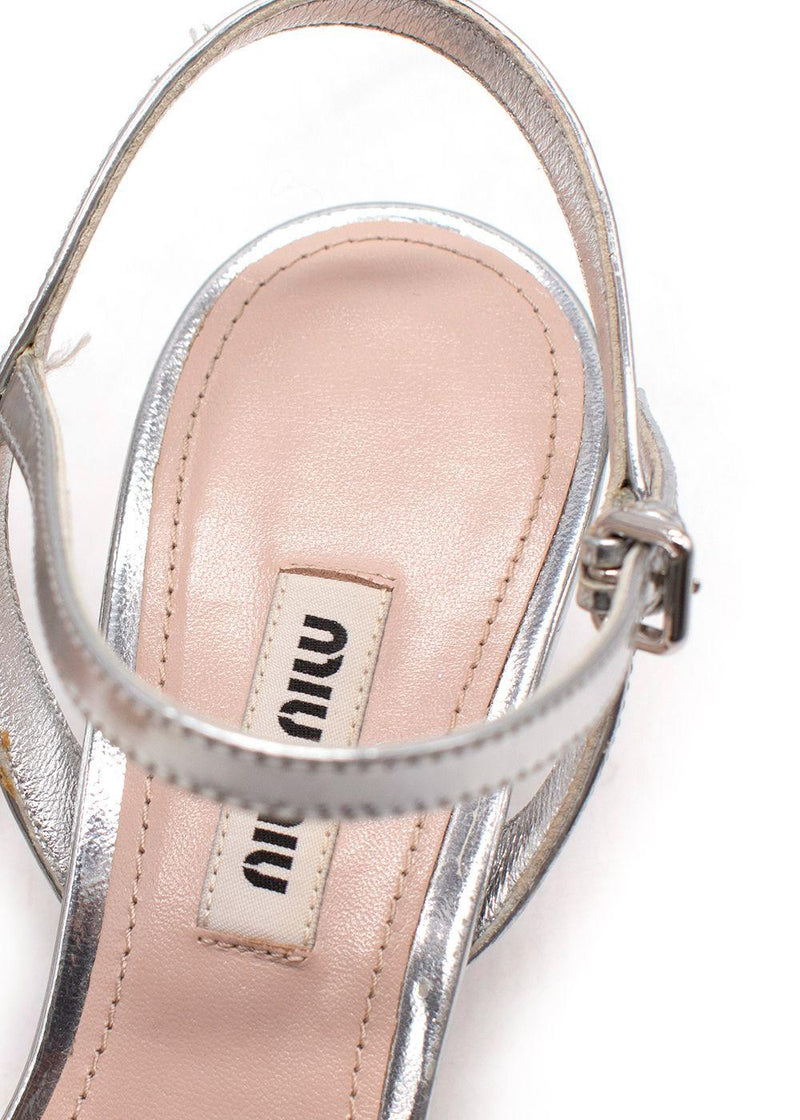 Miu Miu Silver Glitter Kitten Heels