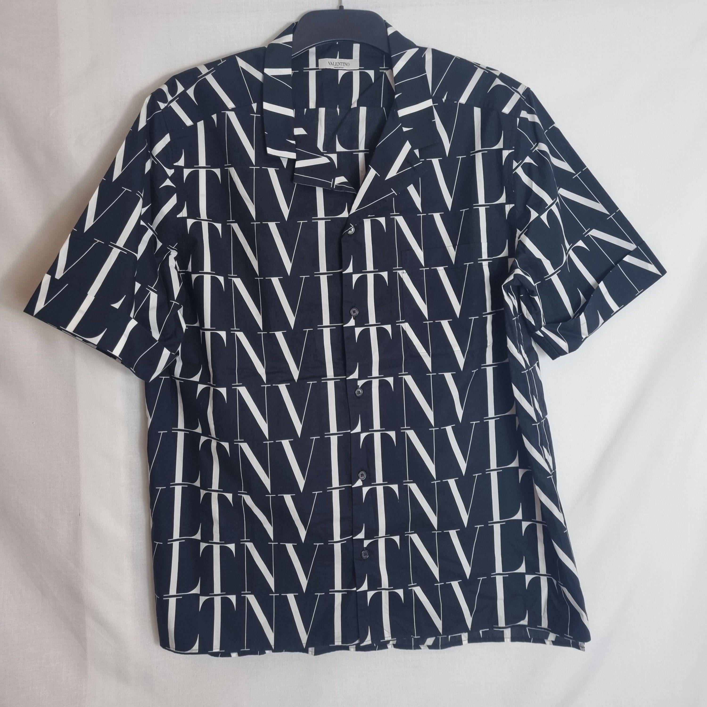 Navy & white cotton VLTN Vacation shirt