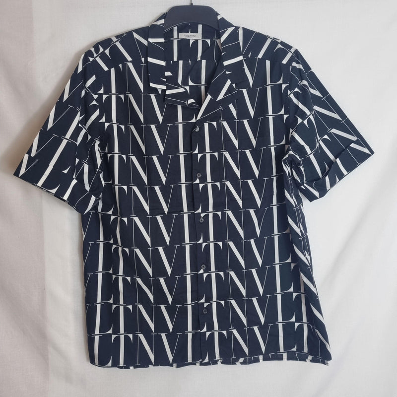 Navy & white cotton VLTN Vacation shirt