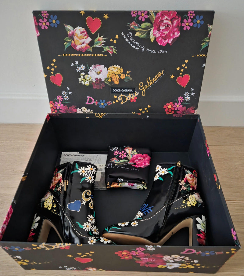 Dolce & Gabbana Floral Ankle Boots